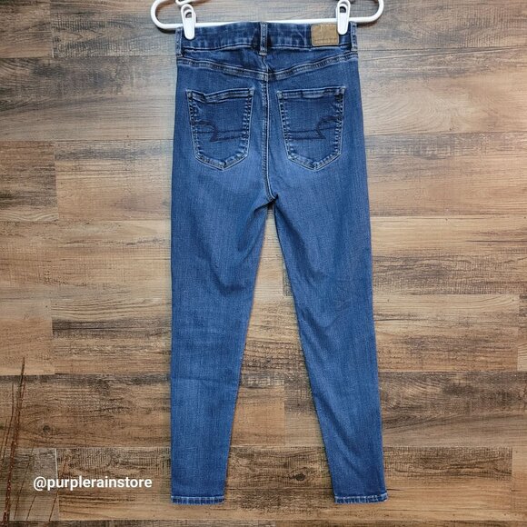 American Eagle Jeans 4 S Curvy Super Hi Rise Jegging Next Level Stretch Denim - Picture 2 of 12